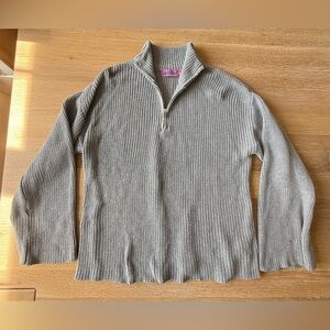 Gray Editkted Half-Zip Sweater
